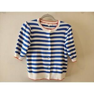 FREE ASSEMBLY Womens Striped Button Front Cardigan Sweater Blue White Size S